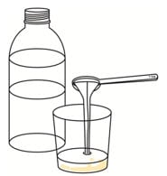 pouring medicine into a cup.image