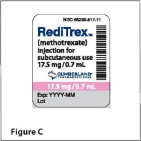 Image of expiration date displayed on RediTrex packaging.