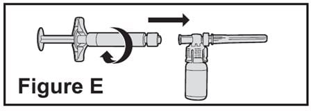 Connect the pre-filled diluent syringe to the vial adapter by turning clockwise until resistance is felt and the attachment is secure. This forms the syringe assembly.image