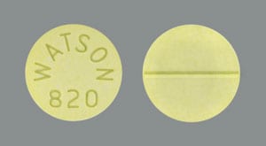 Imprint WATSON 820 - aspirin/oxycodone aspirin 325 mg / oxycodone hydrochloride 4.5 mg / oxycodone terephthalate 0.38 mg