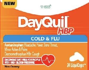 Image 1 - Imprint DQHBP - Vicks DayQuil HBP Cold & Flu acetaminophen 325 mg / dextromethorphan hydrobromide 10 mg