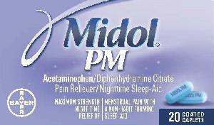 Image 1 - Imprint MIDOL PM - Midol PM acetaminophen 500 mg / diphenhydramine citrate 38 mg