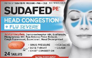 Image 1 - Imprint SU PE WL92 - Sudafed PE Head Congestion + Flu Severe acetaminophen 325 mg / dextromethorphan hydrobromide 10 mg / guaifenesin 100 mg / phenylephrine hydrochloride 5 mg