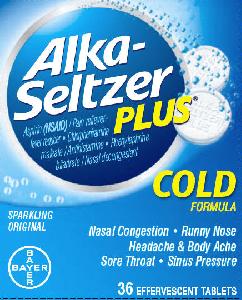 Image 1 - Imprint ALKA SELTZER PLUS - Alka-Seltzer Plus Cold Formula Sparkling Original Effervescent Tablets aspirin 325 mg / chlorpheniramine maleate 2 mg / phenylephrine bitartrate 7.8 mg