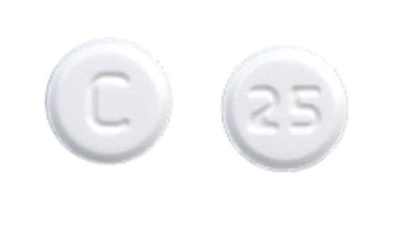 Pill Finder C 25 White Round Medicine