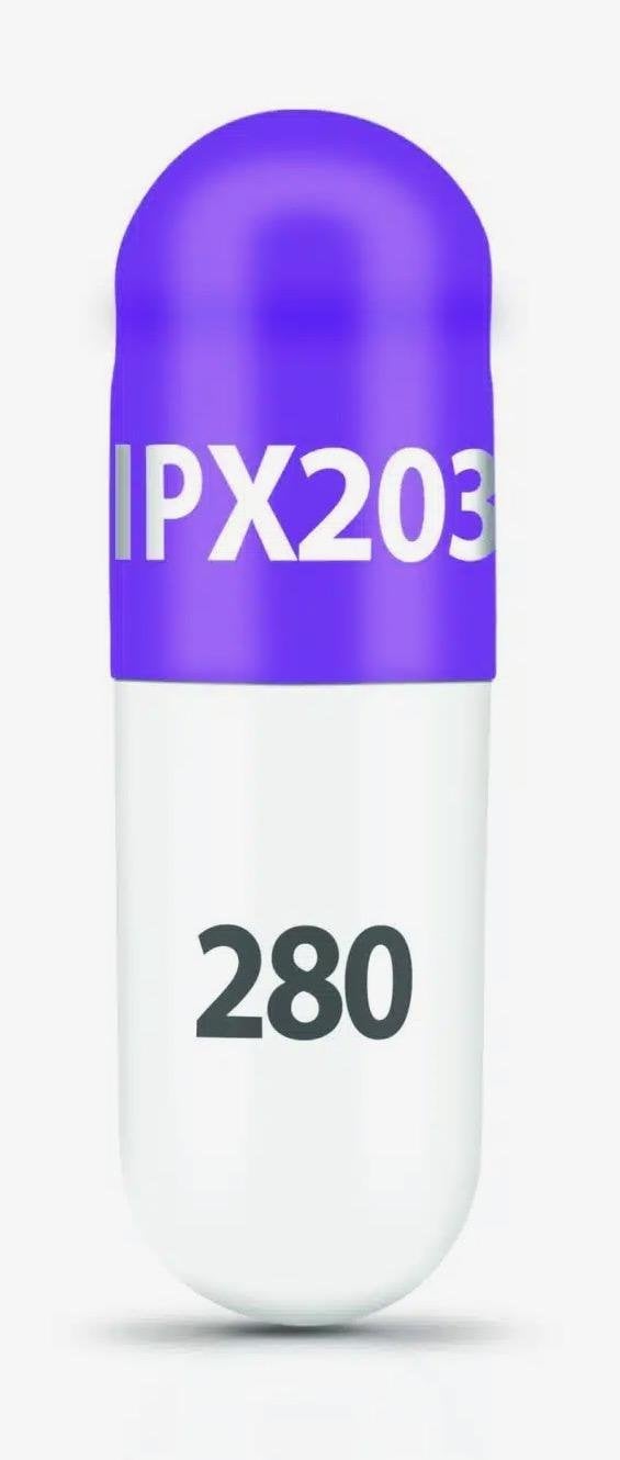 Image 1 - Imprint IPX203 280 - Crexont carbidopa 70 mg / levodopa 280 mg