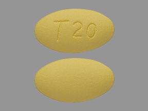 Pill Finder: T20 Yellow Elliptical / Oval 
