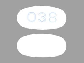 Pill Finder 038 White Elliptical Oval Medicine