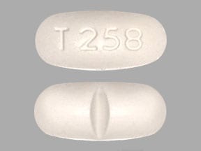 Image 1 - Imprint T 258 - acetaminophen/hydrocodone 325 mg / 7.5 mg