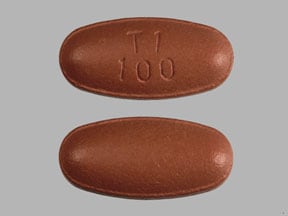 Imprint T1 100 - carbidopa/entacapone/levodopa 25 mg / 200 mg / 100 mg
