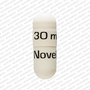 Pill Finder: 30 mg Novel 123 White Capsule-shape - Medicine.com