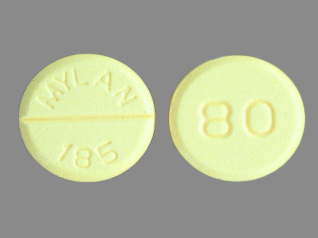 Image 1 - Imprint MYLAN 185 80 - propranolol 80 mg