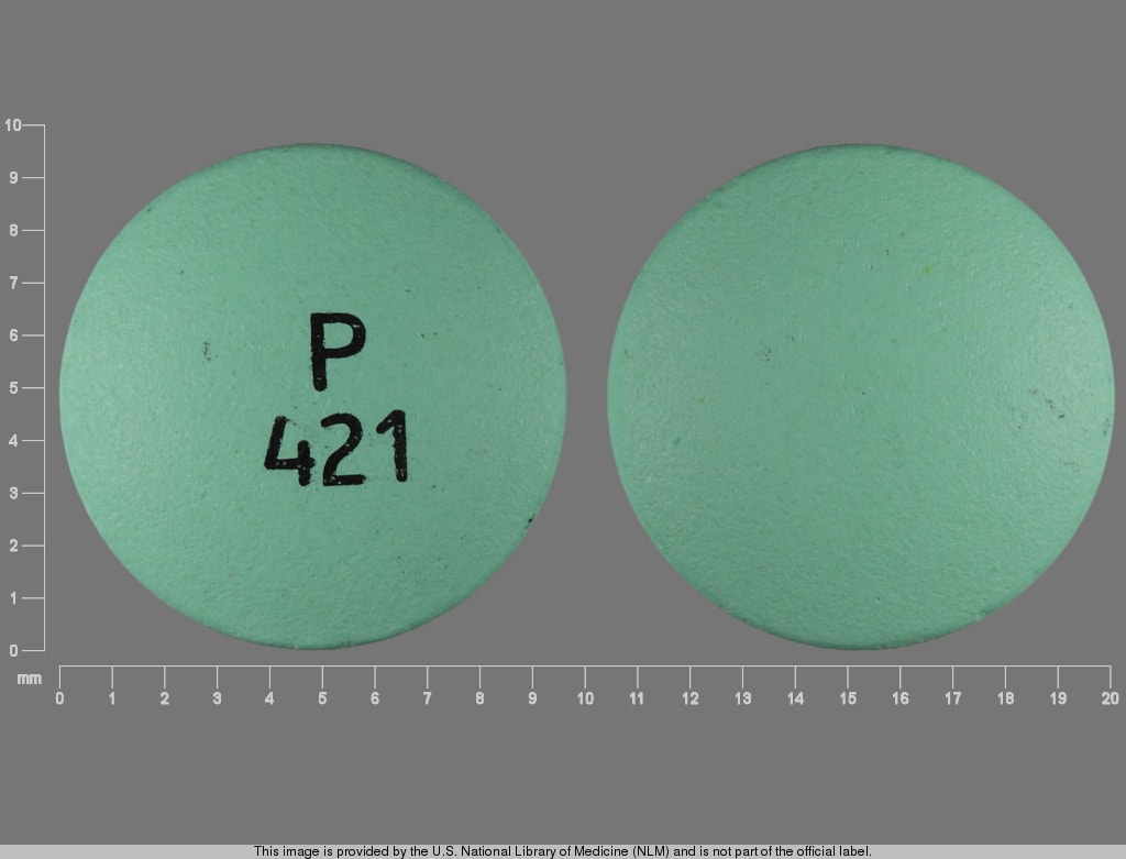 Image 1 - Imprint P 421 - Donnatal Extentabs atropine sulfate 0.0582 mg / hyoscyamine sulfate 0.3111 mg / phenobarbital  48.6 mg / scopolamine hydrobromide 0.0195 mg