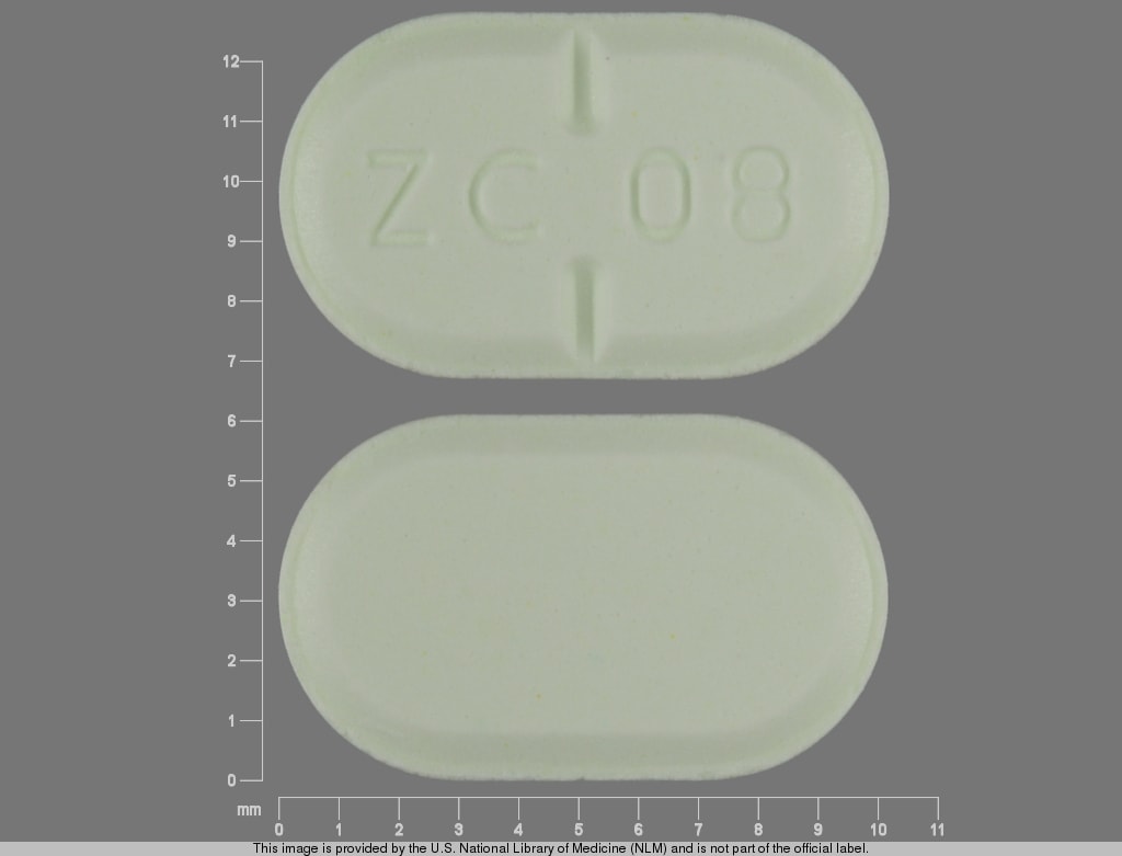 Pill Finder ZC 08 Green Elliptical / Oval