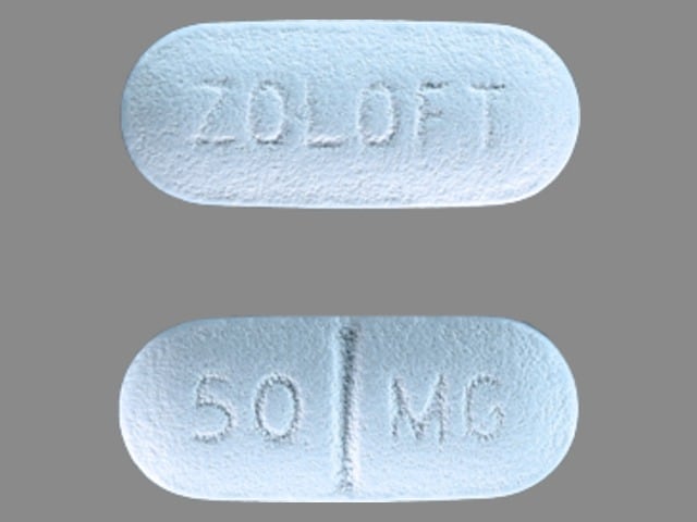 Pill Finder: ZOLOFT 50 MG Blue Elliptical / Oval - Medicine.com