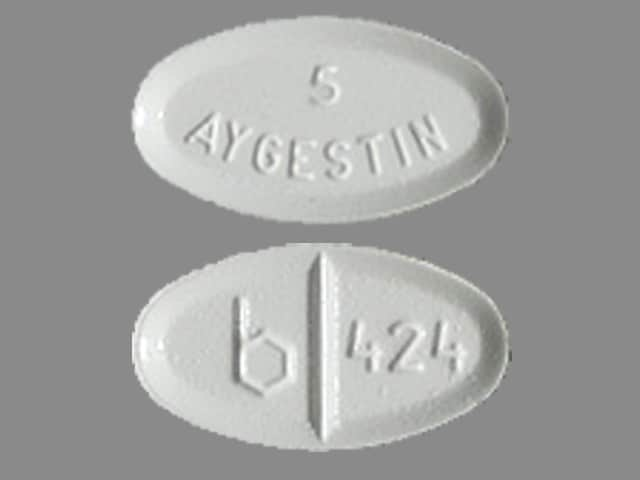 Image 1 - Imprint 5 AYGESTIN b 424 - Aygestin 5 mg