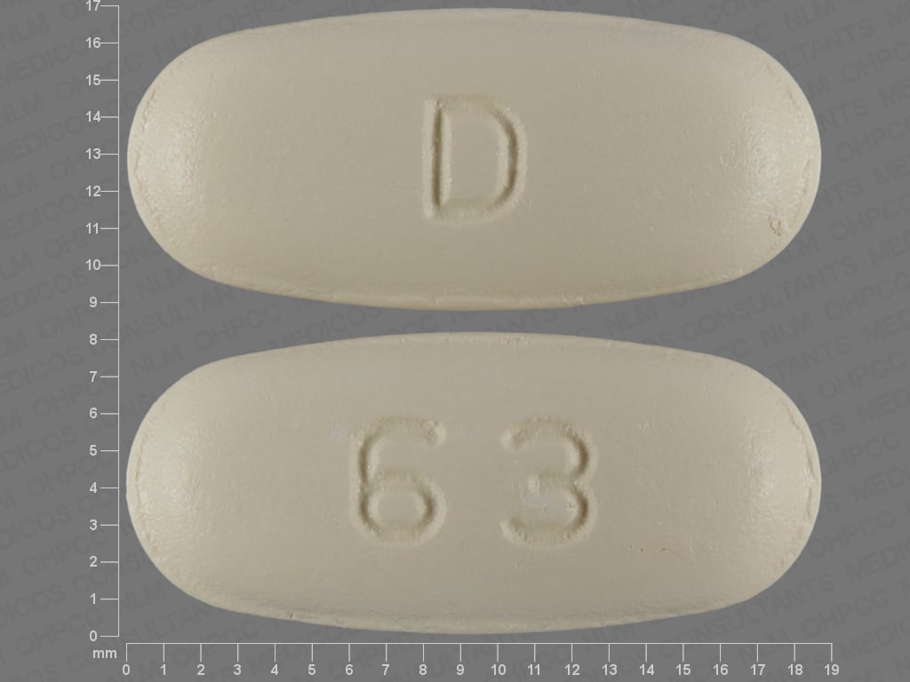 Image 1 - Imprint D 63 - clarithromycin 500 mg