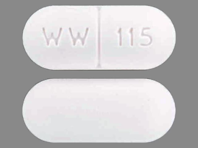Image 1 - Imprint WW 115 - acetaminophen/butalbital/caffeine 500mg / 50mg / 40mg