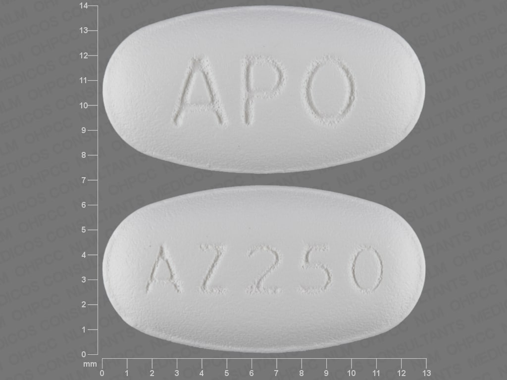 Pill Finder APO AZ250 White Elliptical Oval Medicine