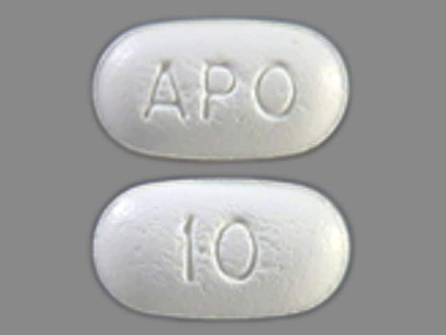 Pill Finder: APO 10 White Elliptical / Oval - Medicine.com