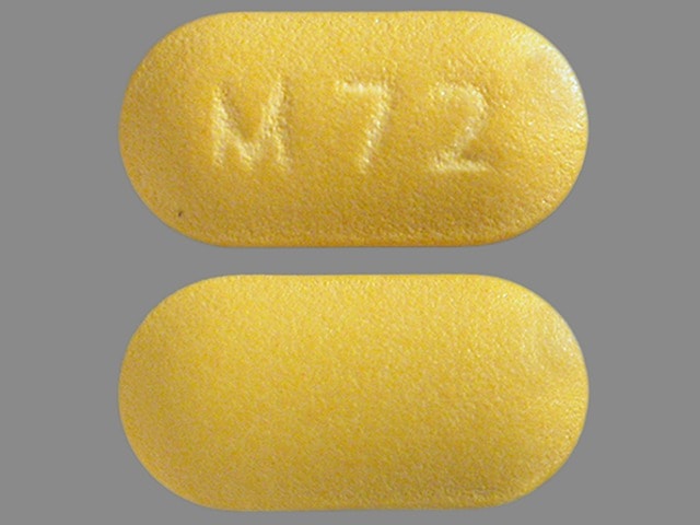 Pill Finder M72 Yellow Elliptical Oval Medicine