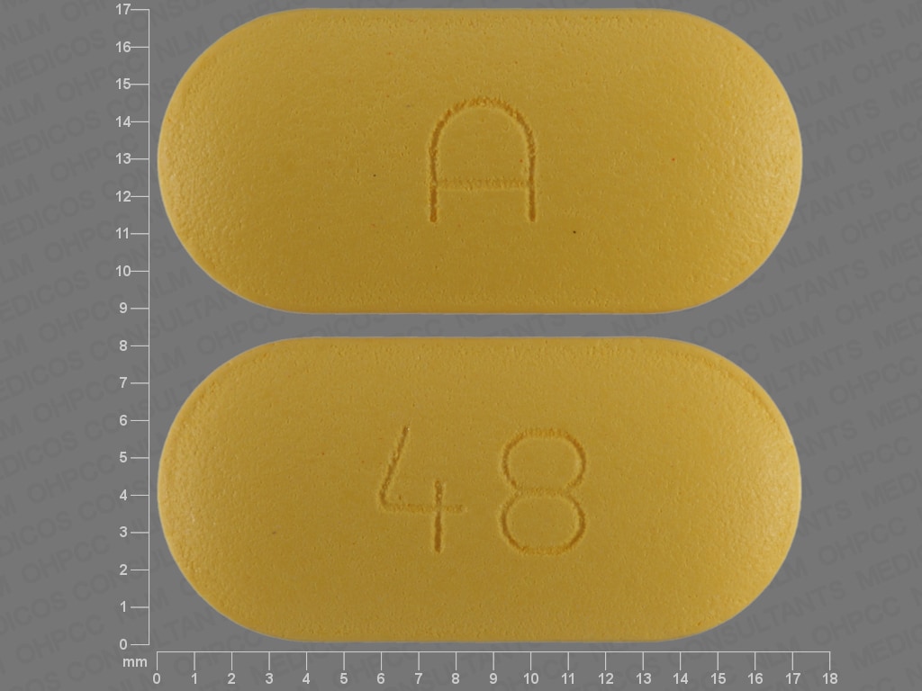 Pill Finder A 48 Yellow Capsule Shape Medicine Com   65862 0082 05 NLMIMAGE10 00468004 