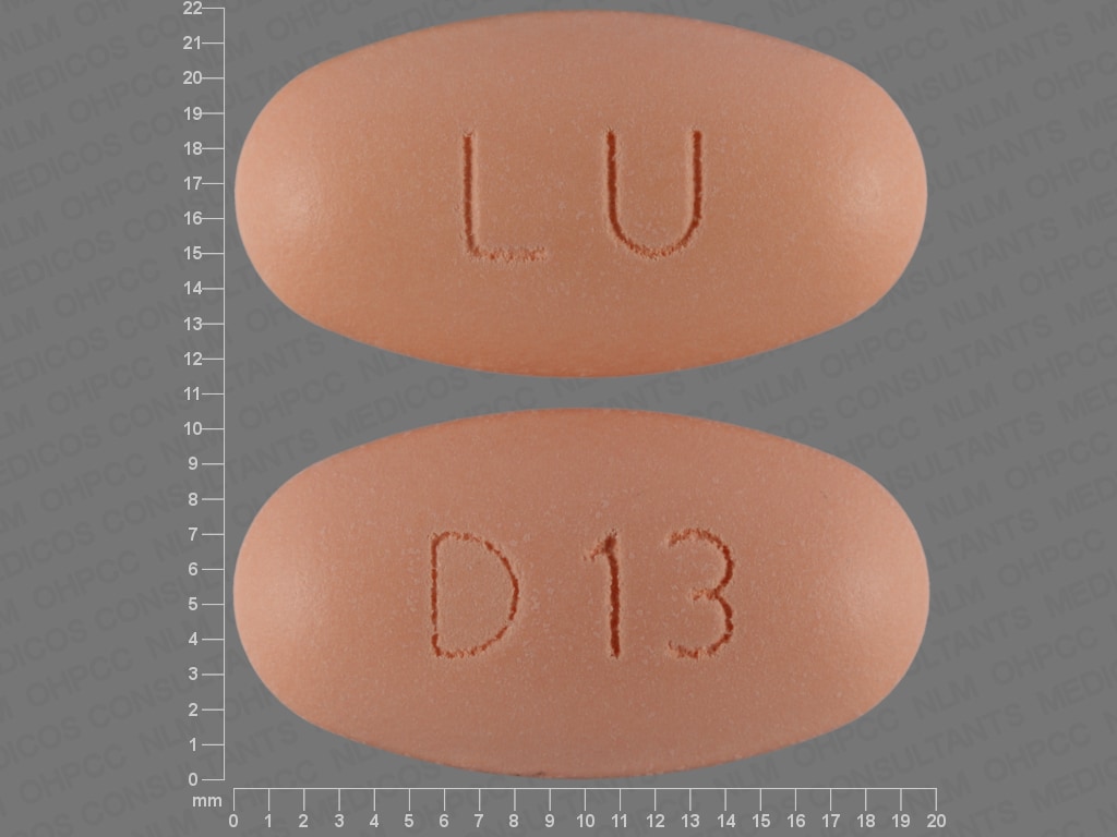 Pill Finder LU D13 Orange Elliptical Oval Medicine