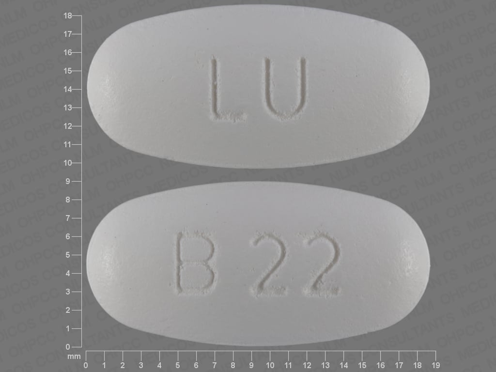 Pill Finder LU B 22 White Elliptical / Oval