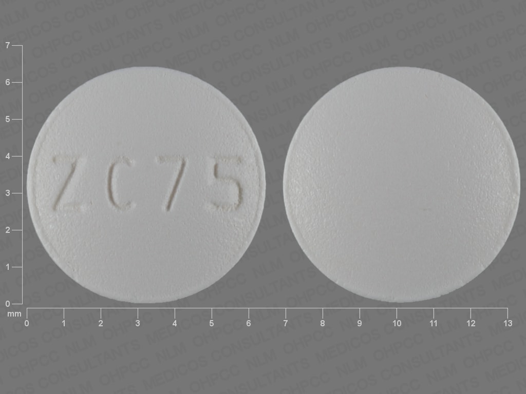 Image 1 - Imprint ZC 75 - risperidone 1 mg